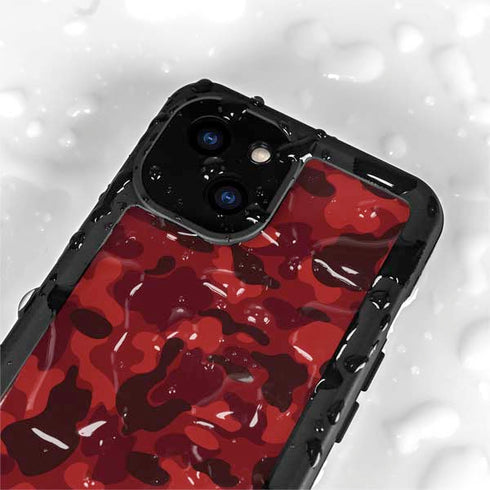 Red Street Camo iPhone 15 Plus Waterproof Case